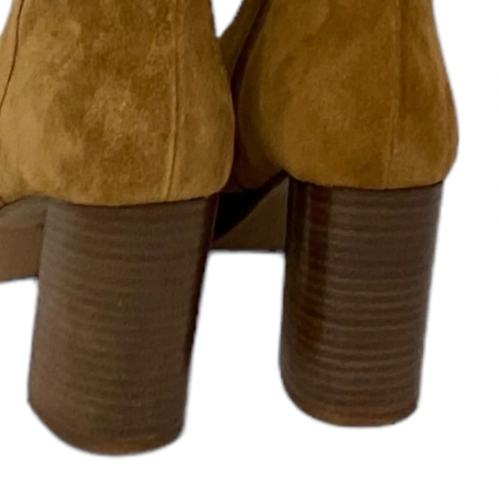 NWT FREE PEOPLE Suede Echo Platform Over The Knee Boots in Cognac
